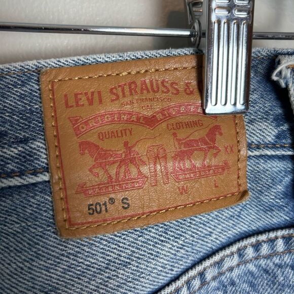 Levi's 501 S White Oak Cone Denim Skinny Jeans with Distressed Details size 26 - Picture 12 of 14